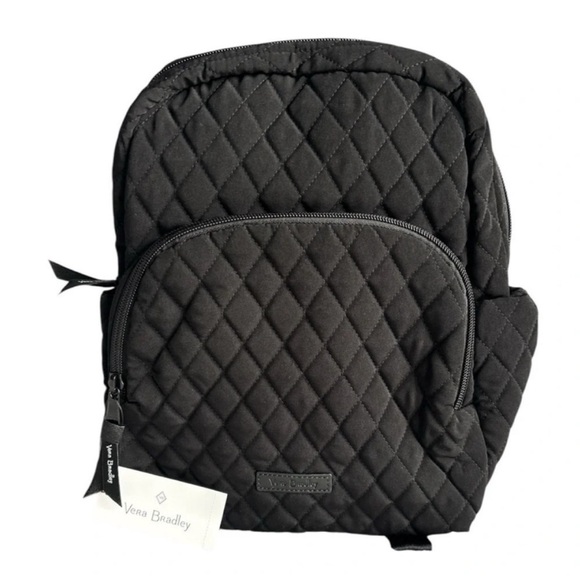 Vera Bradley Essential Compact Backpack in Microfiber Classic Black NWT - Picture 1 of 9